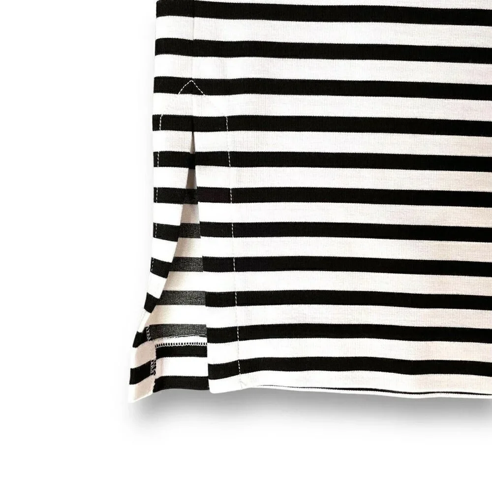 Banana Republic Womens Ponte Pencil Skirt Sz 0 Black White Stripe Stretch Preppy